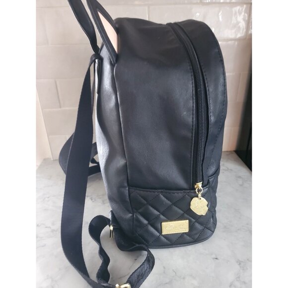 Black Cat Backpack With Gem Accents & Quilted Bottom - Picture 3 of 12